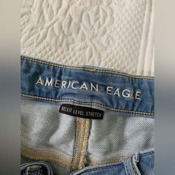 American Eagle 6 L Long Jegging Light Destroyed Next Level Stretch Denim Jeans - Picture 3 of 8